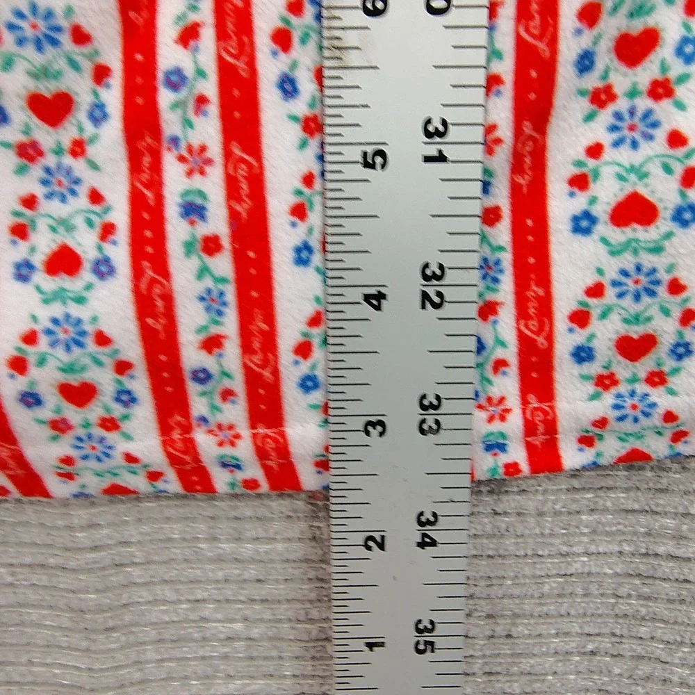 Lanz Kids Nightgown Pj Sleep‎ Shirt Flannel Long Sleeve Red Stripe Floral Sz 6/7